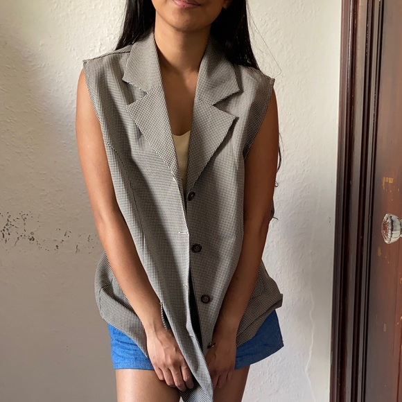 Vintage houndstooth button up blouse - Picture 4 of 4